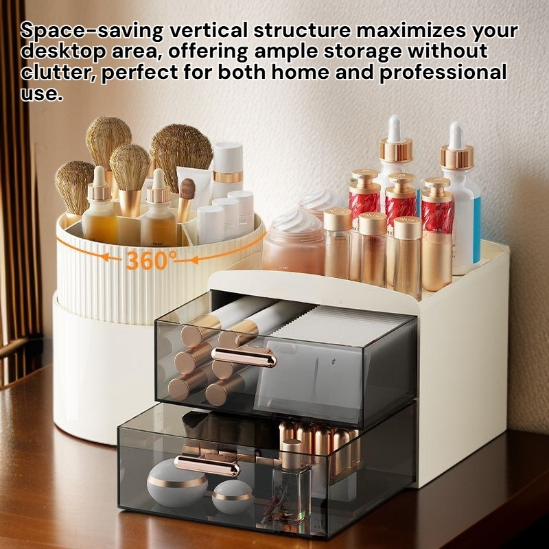 High-end 360 Degrees Rotatable Cosmetics Storage Box, Desktop Eyebrow Pencil Brush Organizer