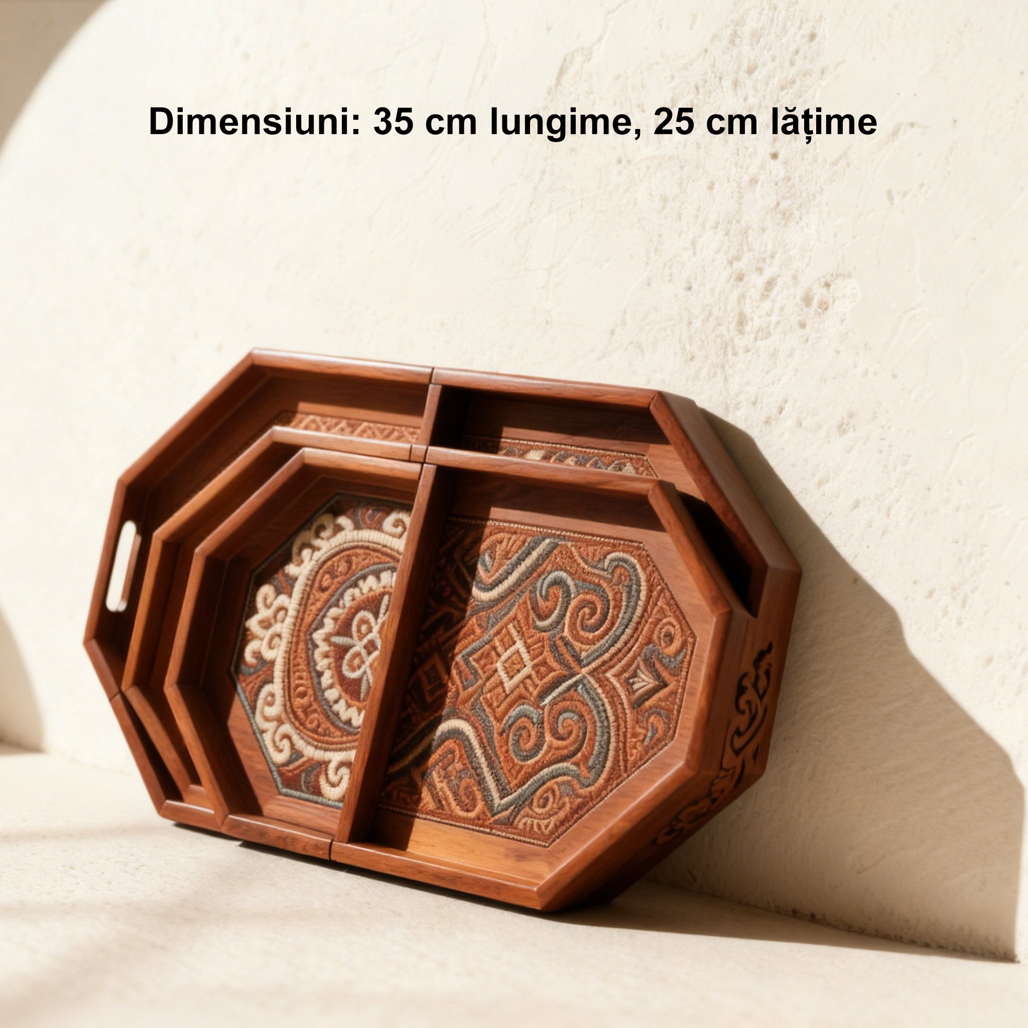 Detaliu ornament sculptat pe tăvi vintage