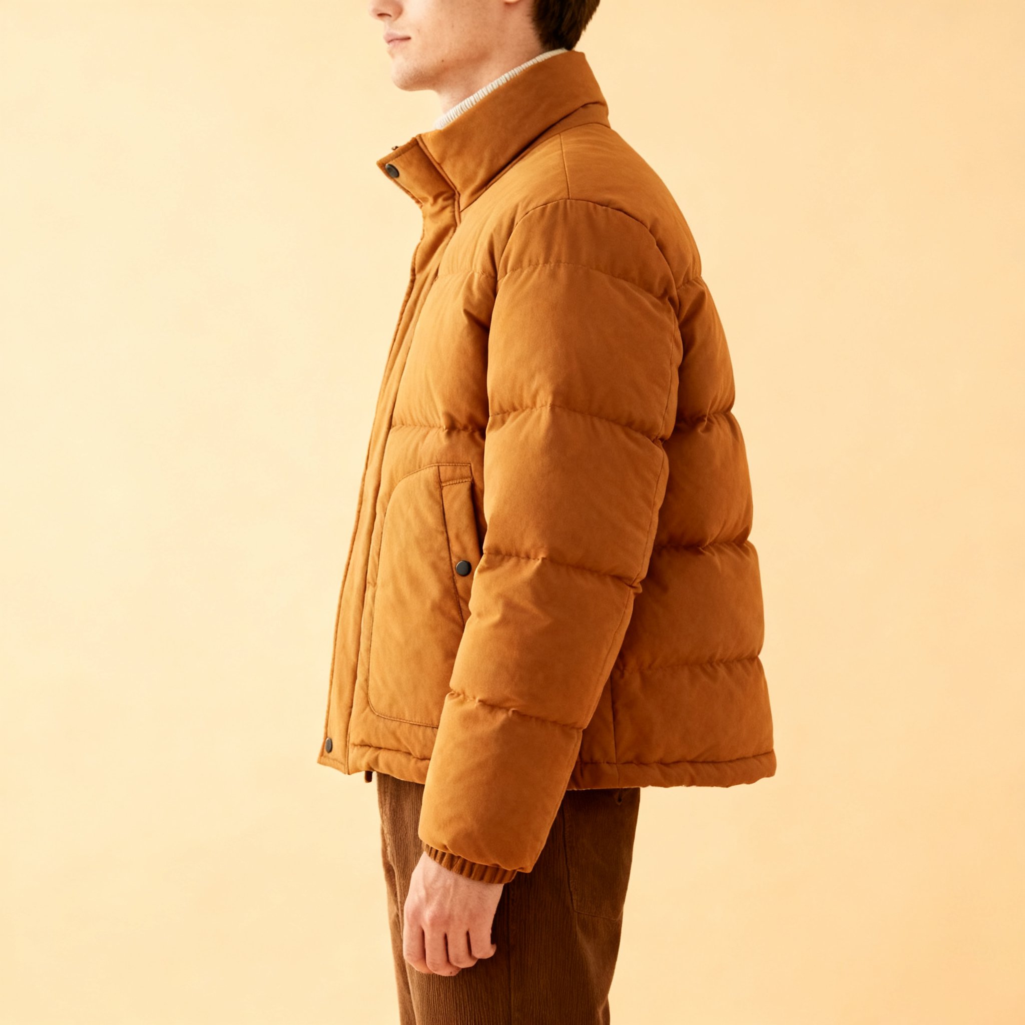 立ち襟・大きなポケット付きコットンジャケット