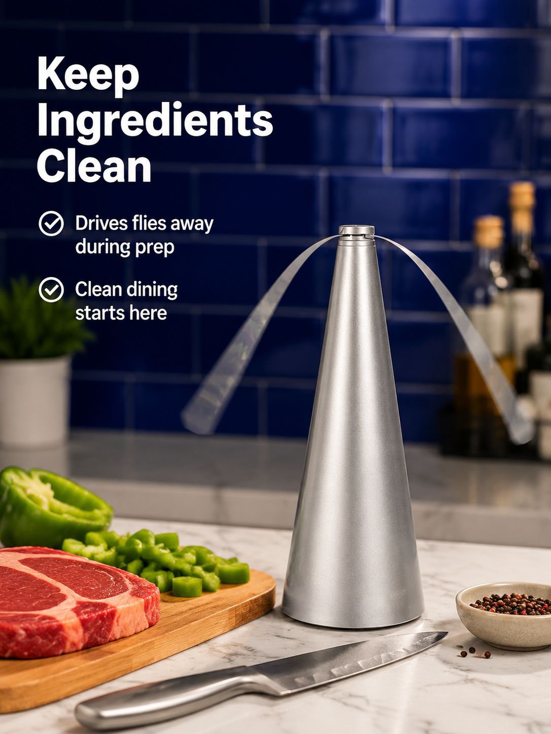 Silent Electric Fly Fan Blade Insect Repeller on dining table