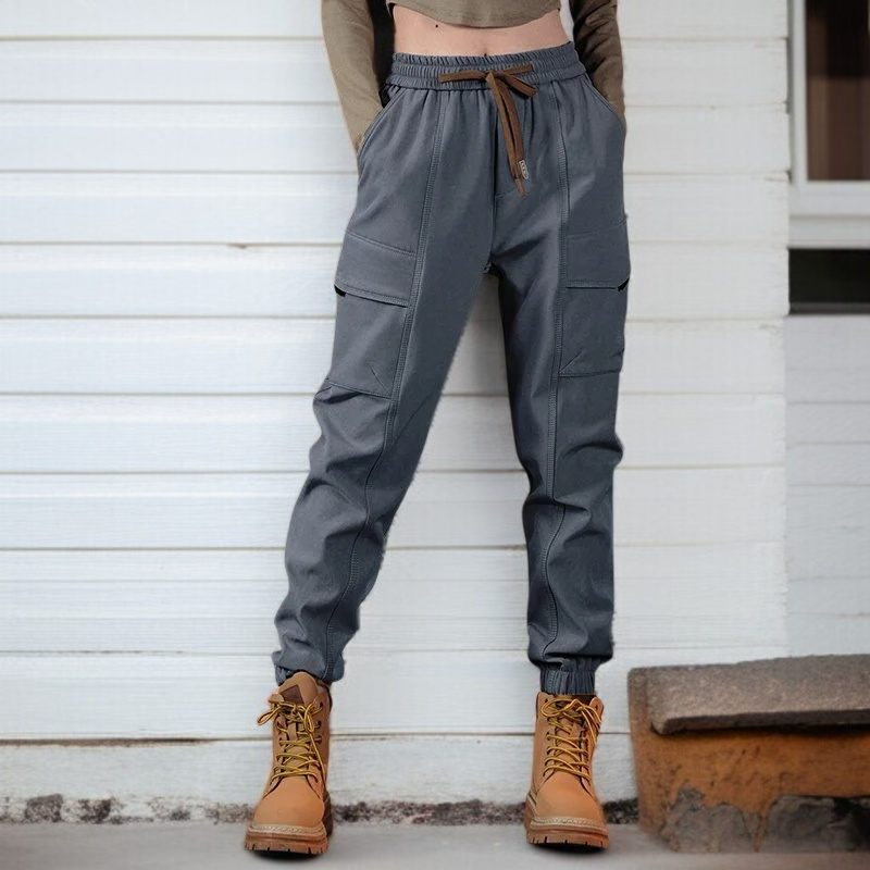 春メンズゆったりカーキワークパンツ カジュアルなドローストリングパンツ