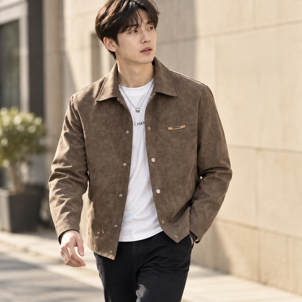 봄가을 신상 스웨이드 재킷 남자 한류 스타일 핏