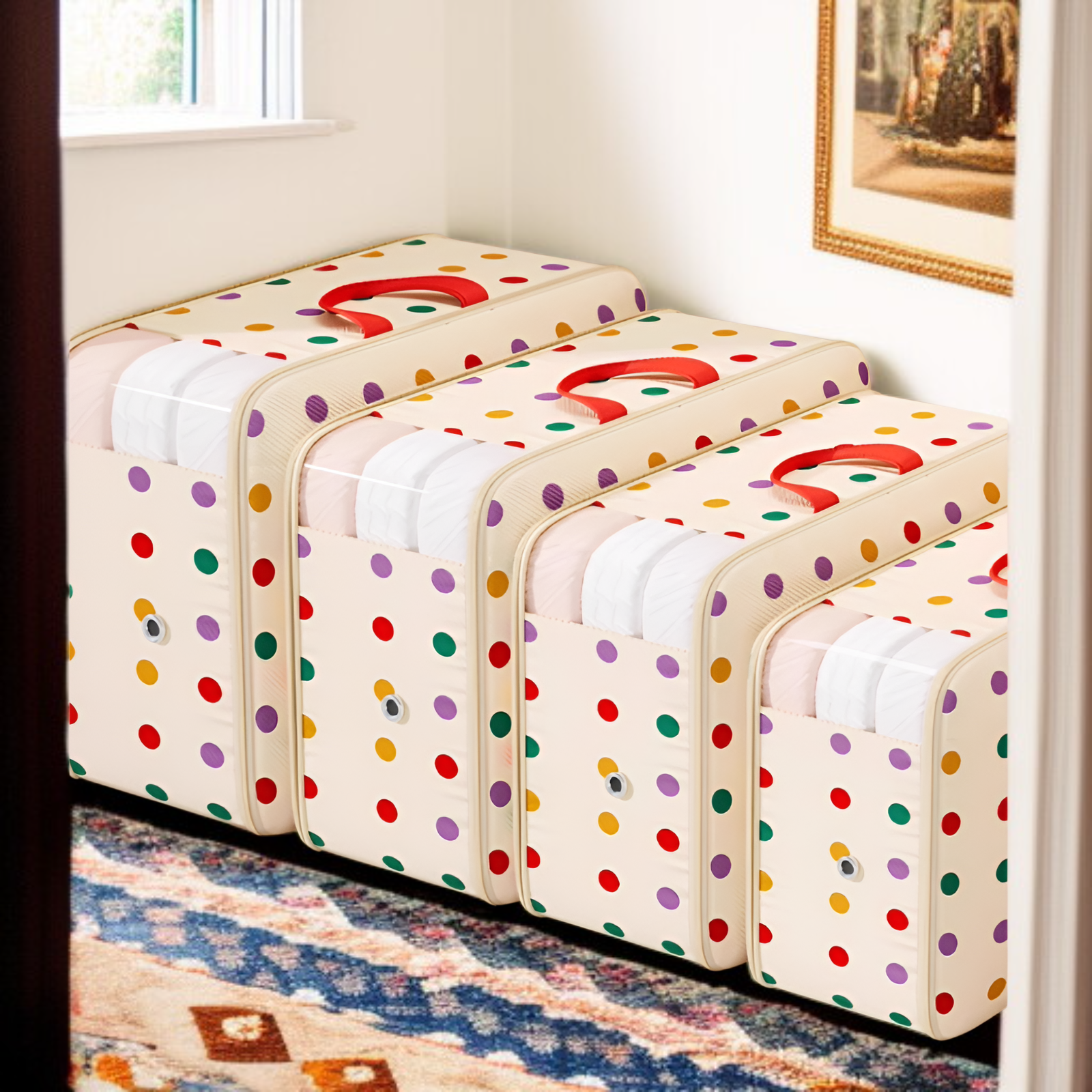 압축된 다운 재킷의 부피 변화 모습