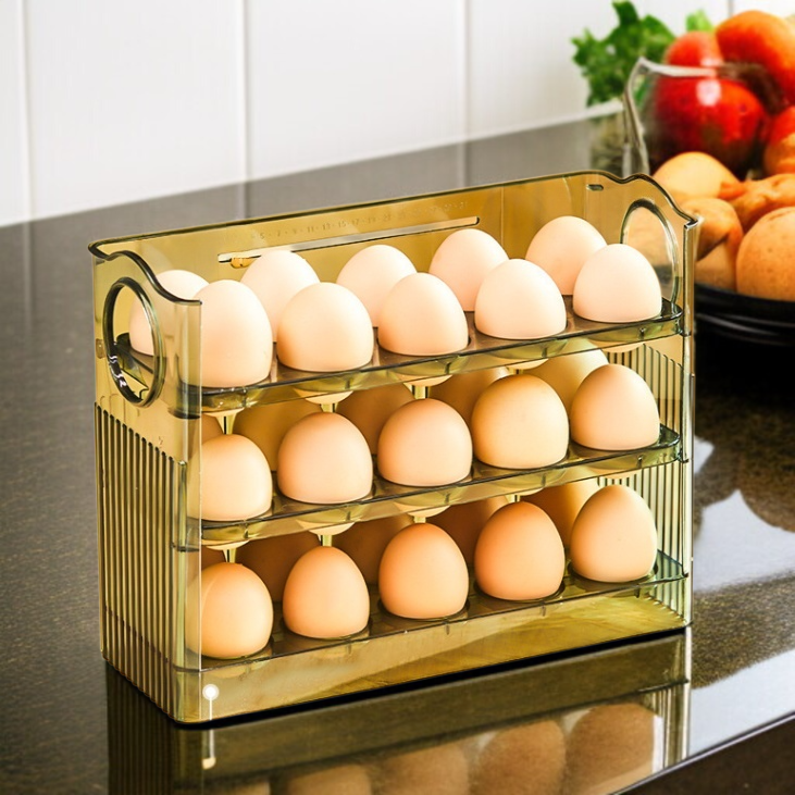 冷蔵庫サイドドア卵収納ボックス 時限式卵パック 大容量ストレージ 環境に優しいPte素材 透明なビジュアル 家庭用