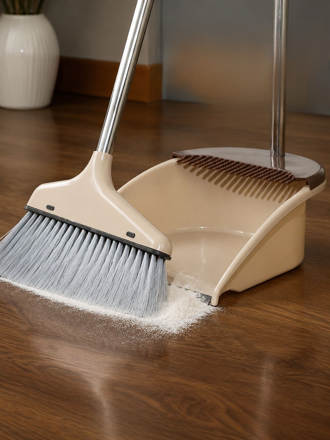 Household Broom and Dustpan Set, Anti-Hair Tangling Magic Broom with Large Squeegee
