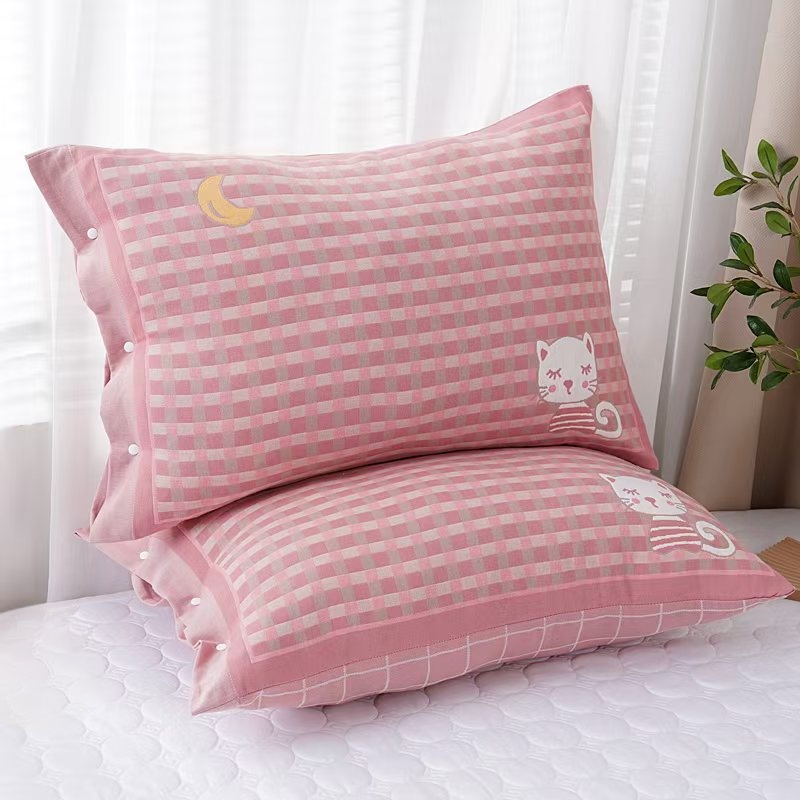 Funda de almohada de gasa de algodón puro antibacteriana