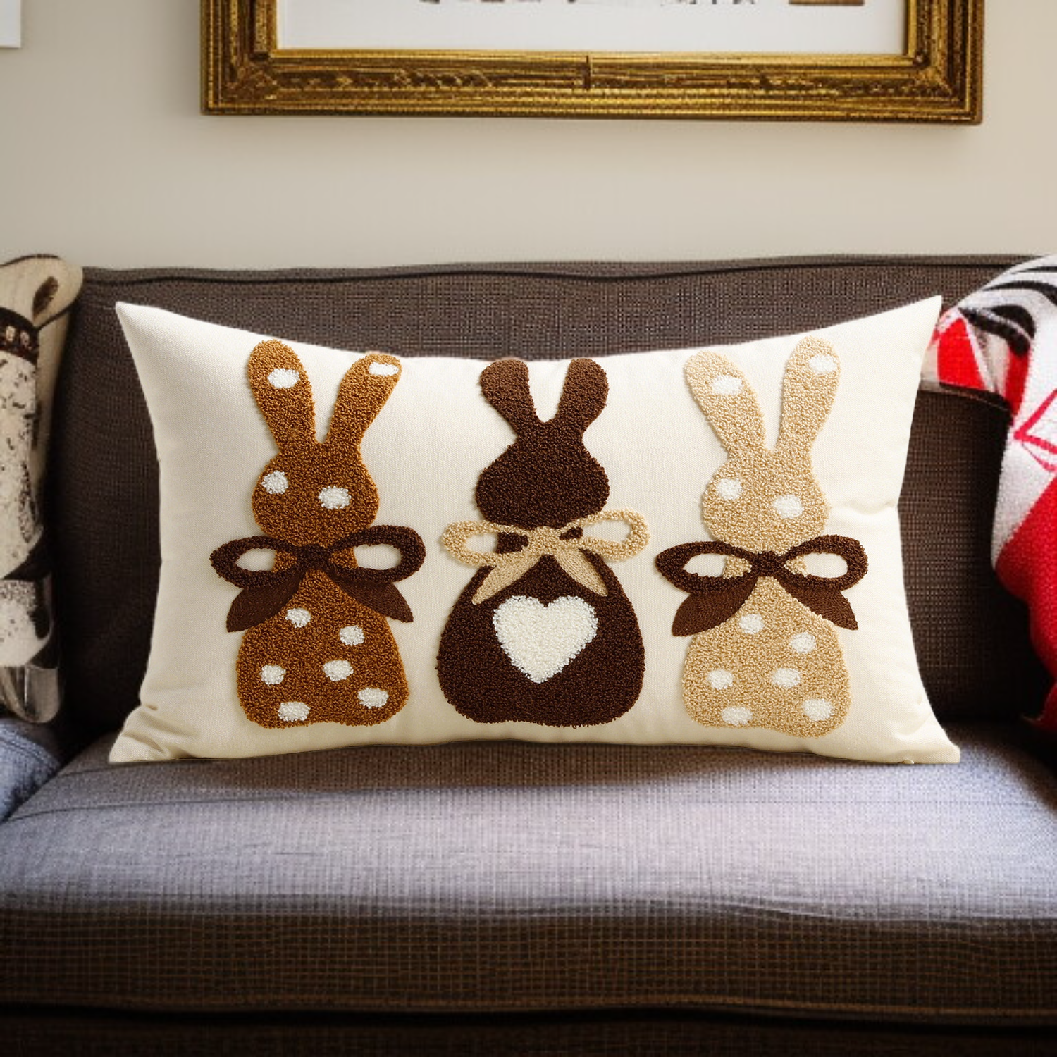 Pillowcase with cotton and linen embroidery