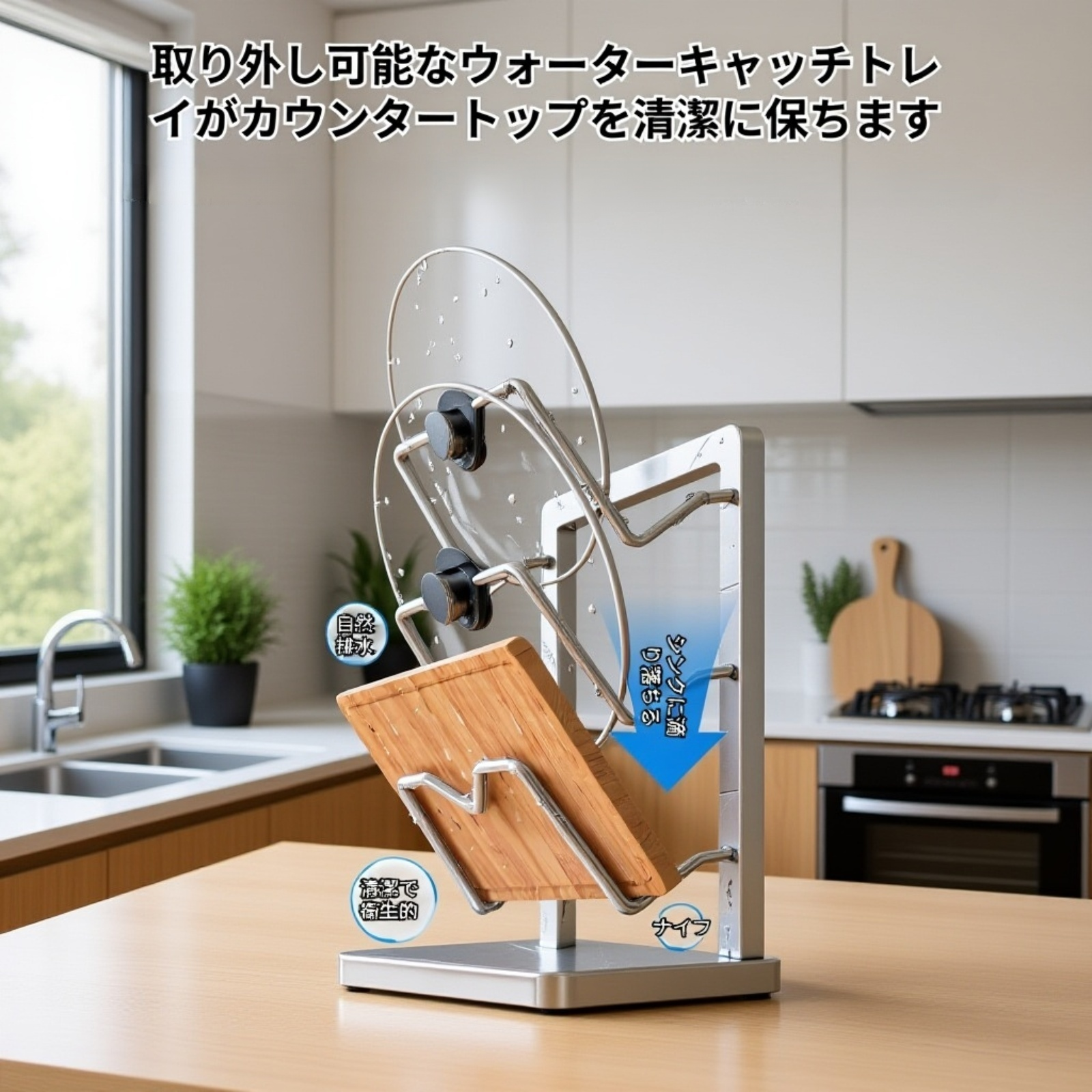 置き型調理器具ラックの使用例