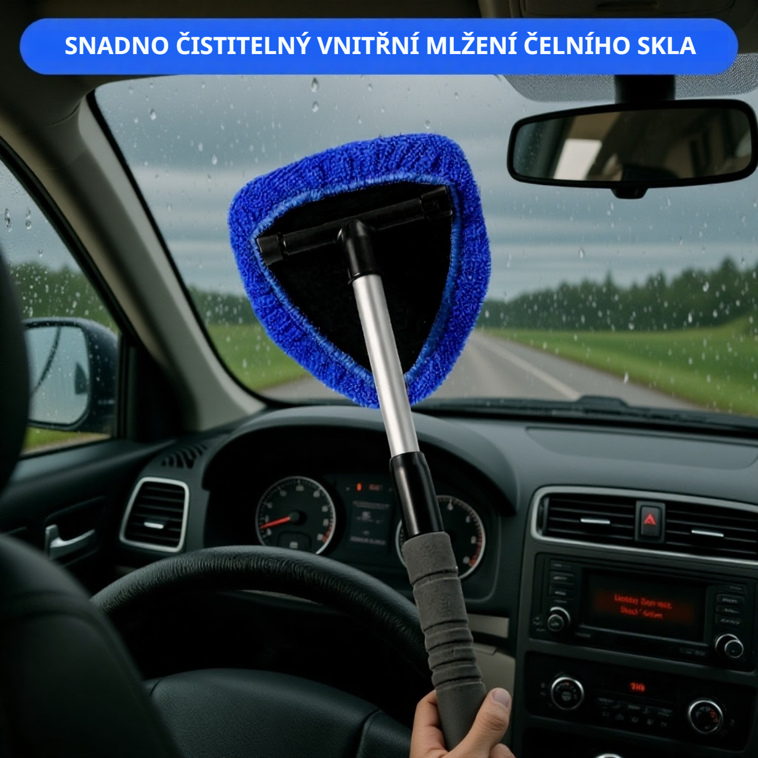 Mikrovláknový stěrač na okna, čisticí kartáč, teleskopický odmrazovač do auta