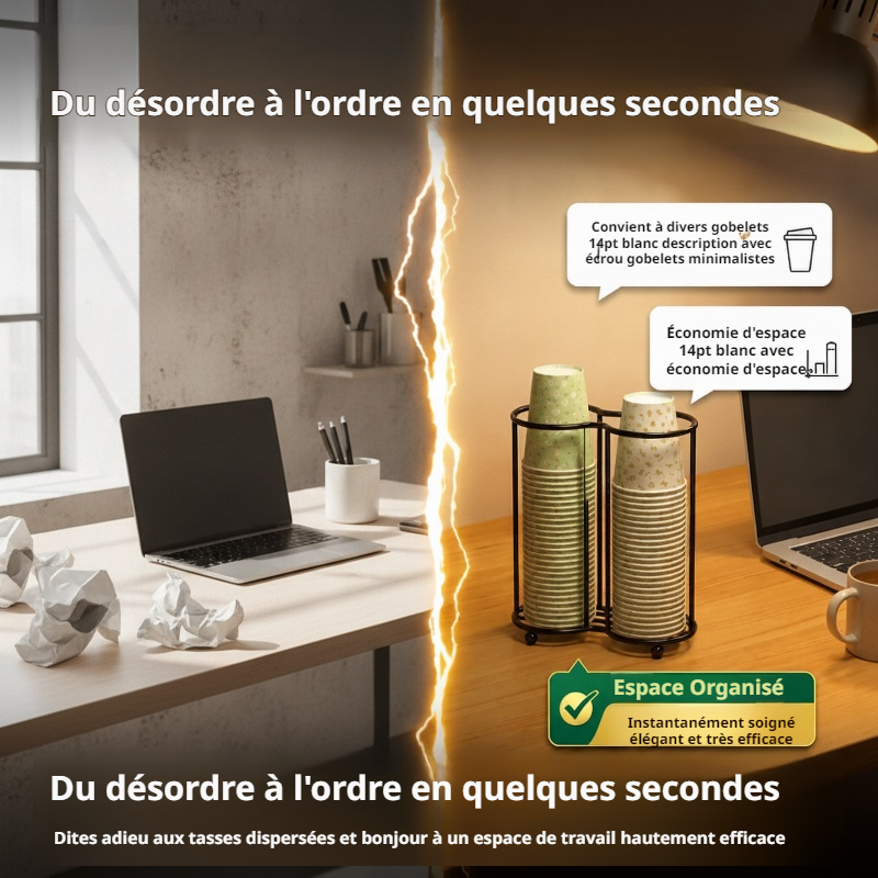 Support de rangement multifonction pour gobelets, distributeur de gobelets en papier
