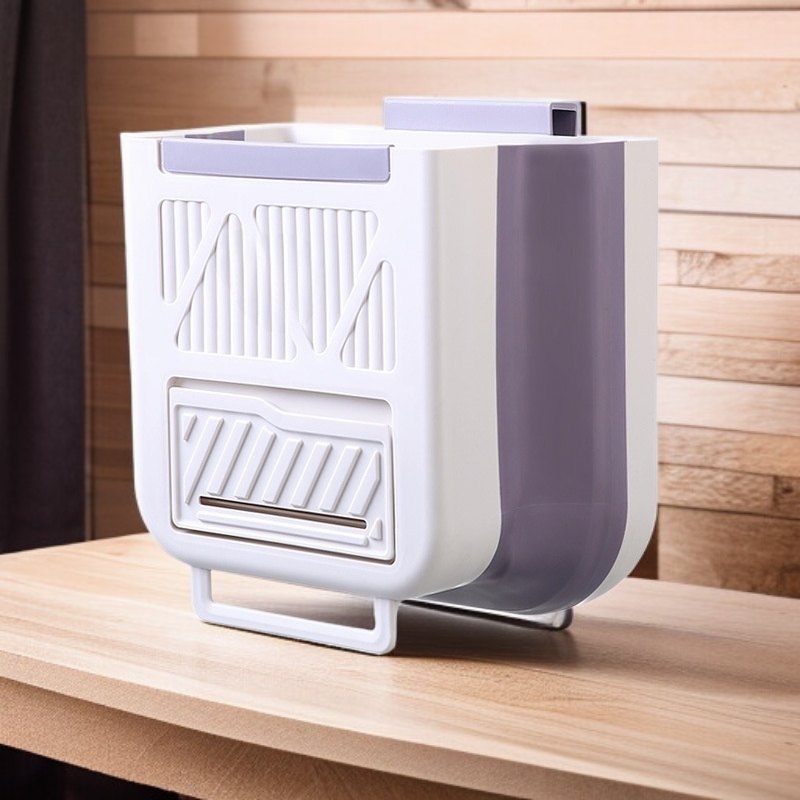 접이식 크림색 벽걸이형 쓰레기통