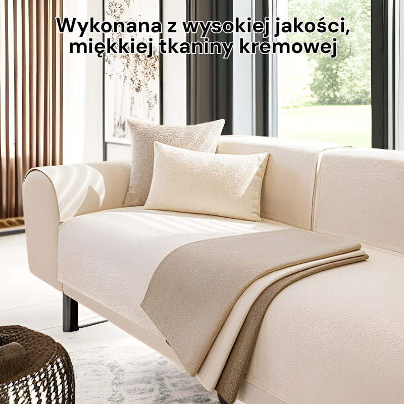 Antypoślizgowa poduszka na sofę, całoroczna, z tkaniny kremowej