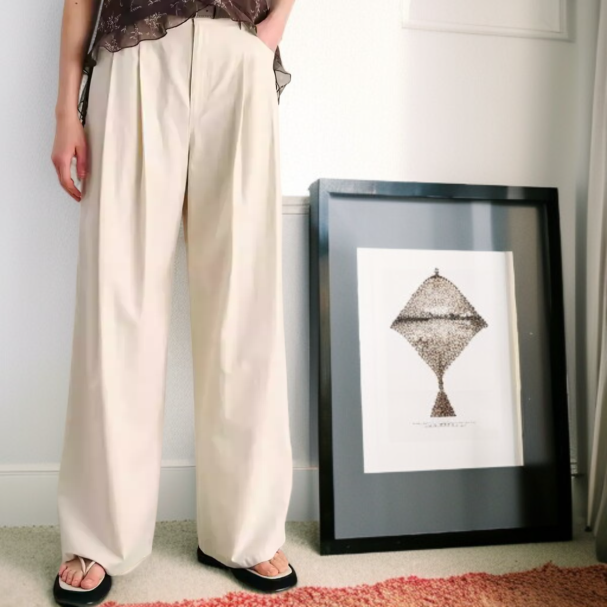 여성 통근 처짐 와이드 팬츠 정장바지 여 슬림 캐주얼 일자 팬츠 와이드 팬츠 여성 캐주얼 처짐 정장바지