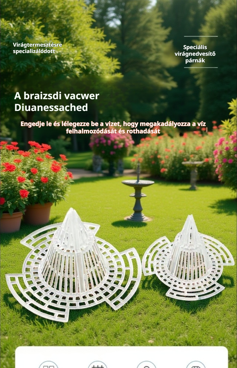 Szellőző kúpos alátét virágcseréphez közelről