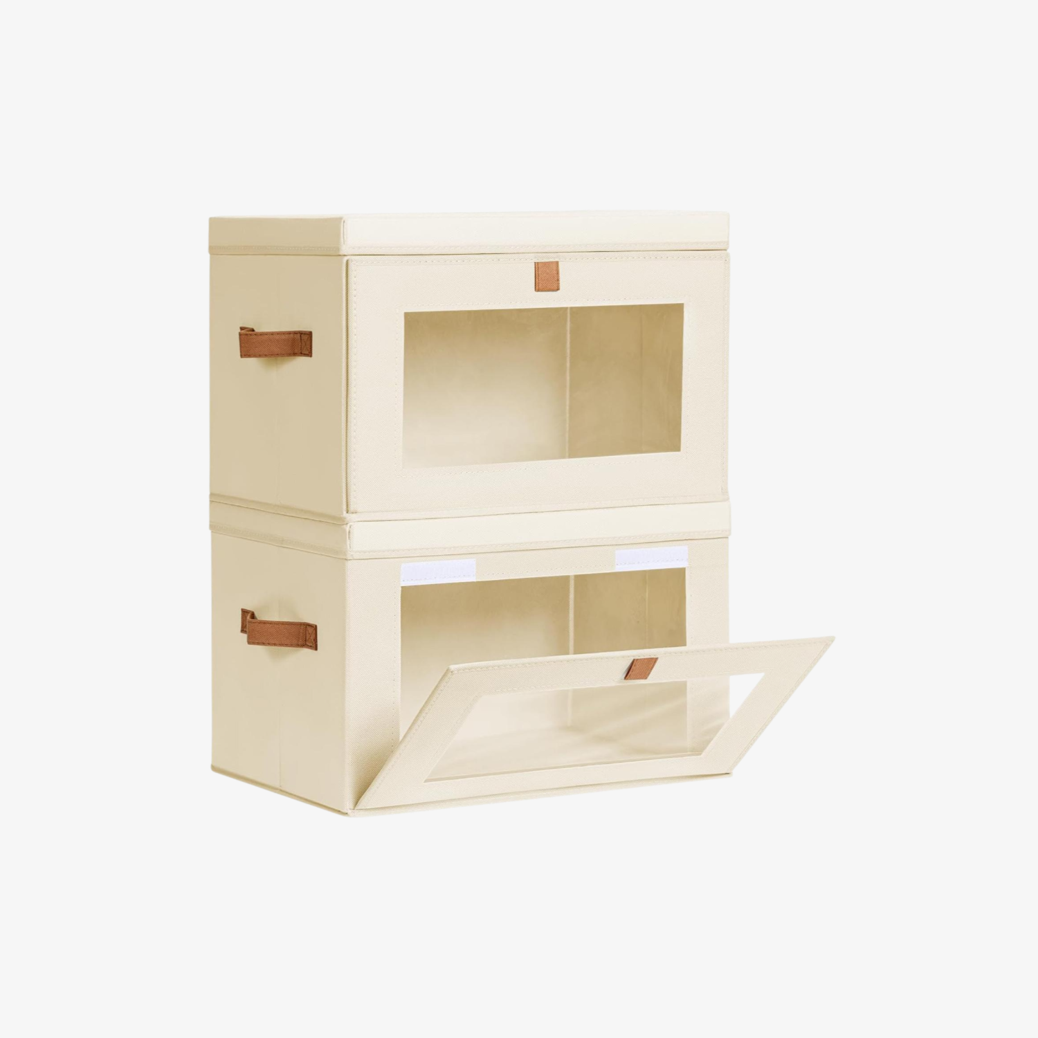 Organizador de tela plegable con apertura lateral y ventana transparente