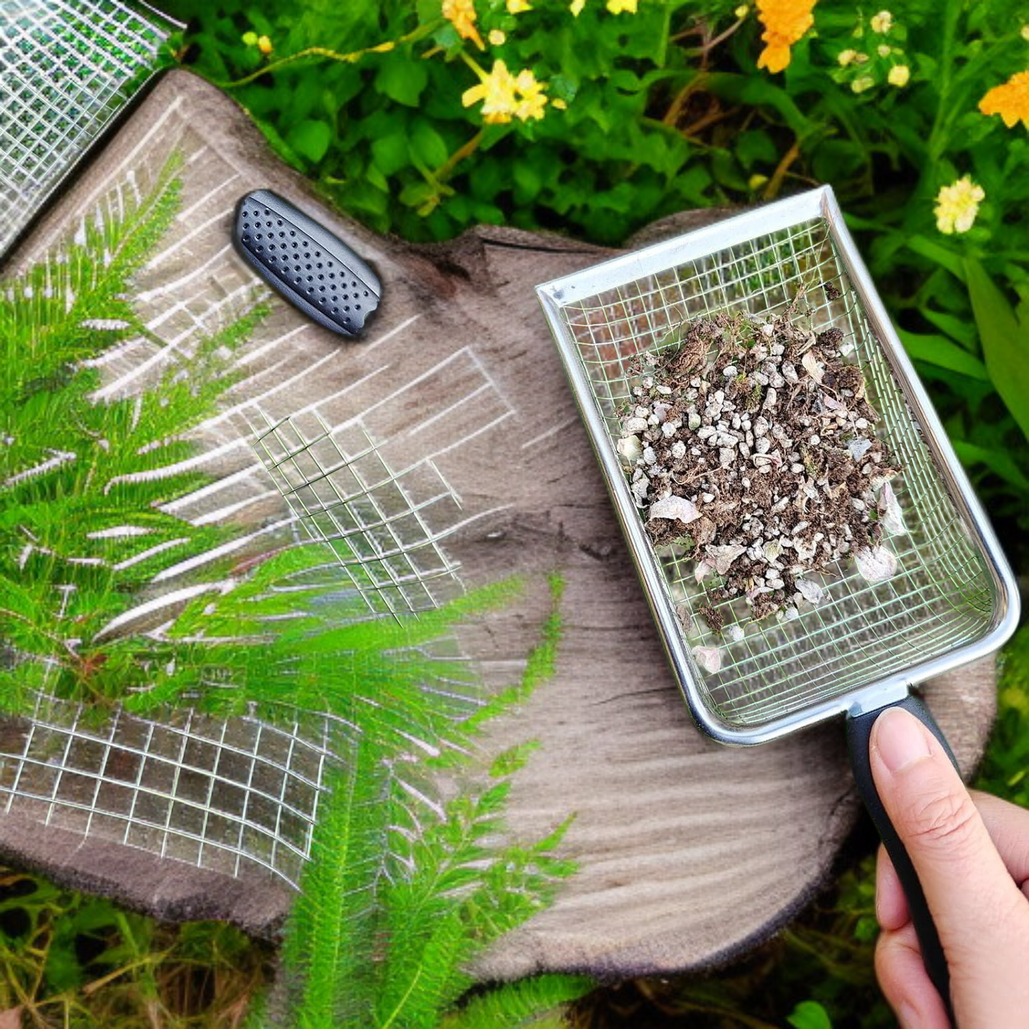 Soil Sieve for Gardening with Handle, 2 Pieces