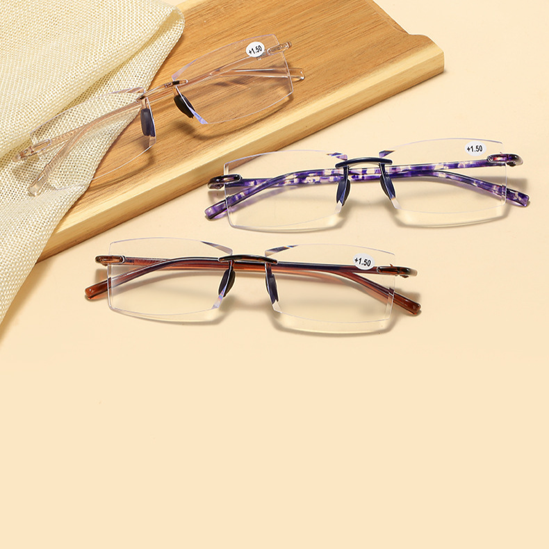 Gafas de lectura sin montura con corte angular y protección contra luz azul