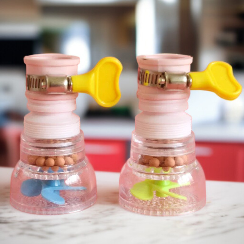 Grifo de cocina con rociador giratorio, filtro de agua y función anti-salpicaduras, extensible