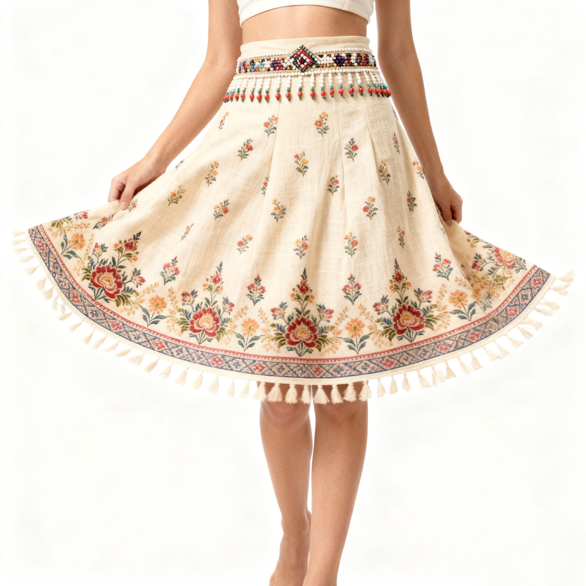 กระโปรงทรงตรงชายพู่เรียบหรู ดีไซน์แฟชั่น