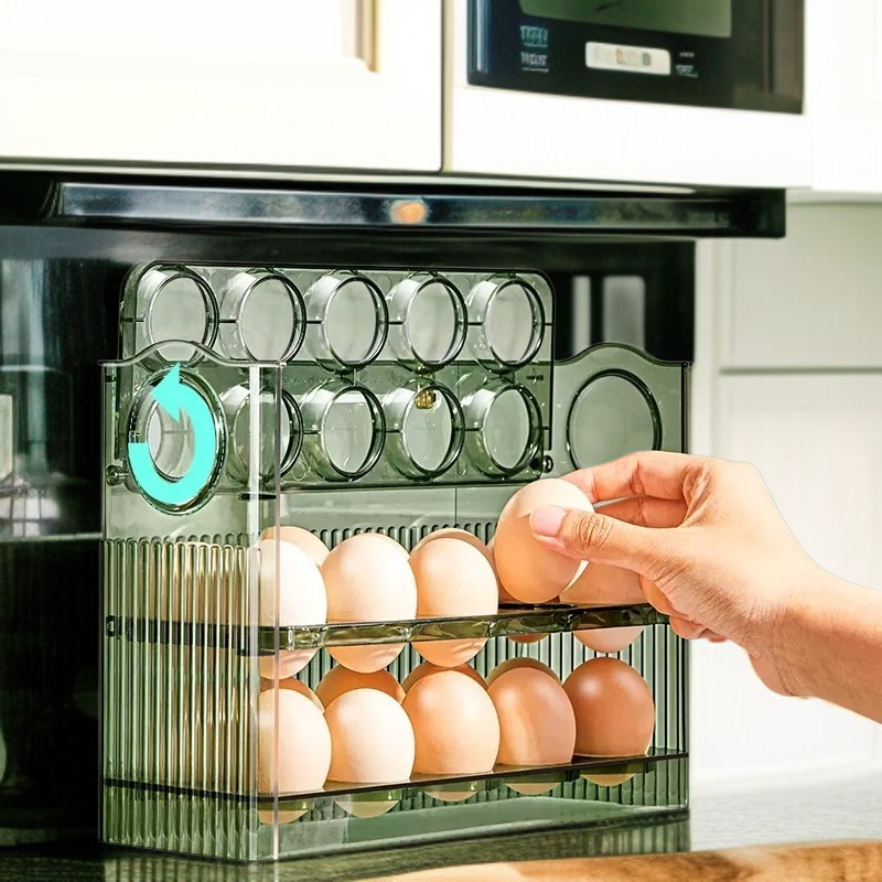 冷蔵庫サイドドア卵収納ボックス 時限式卵パック 大容量ストレージ 環境に優しいPte素材 透明なビジュアル 家庭用