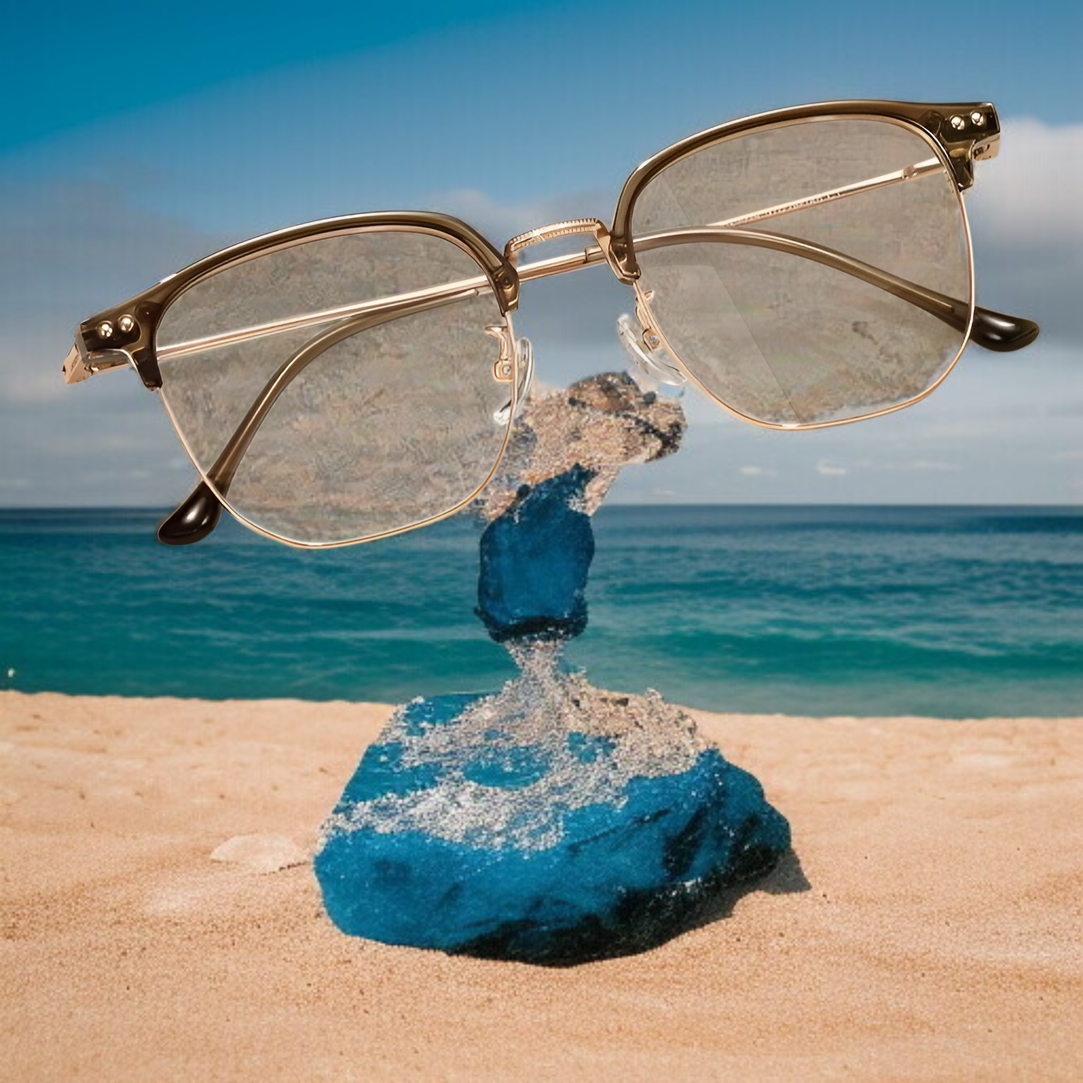 丹陽 純チタン ブルーライトカット メガネ 無地 レディース メガネ ファッション ハーフフレーム 眼鏡 ファッションアイテム