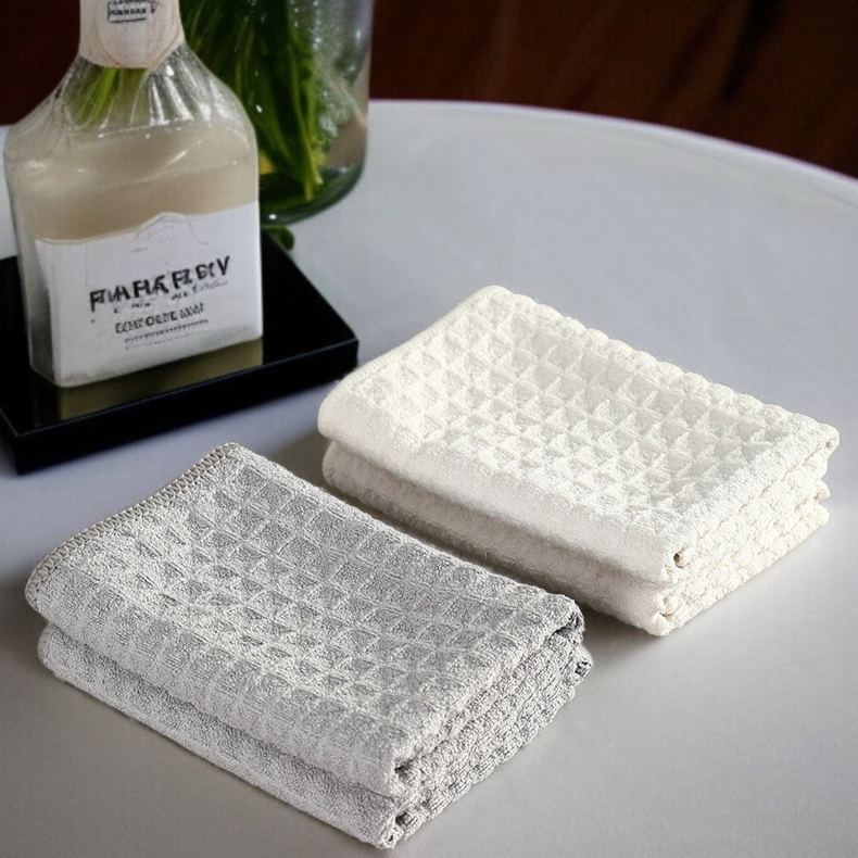 マイクロファイバーキッチンクリーニングクロス、大きくて厚いワッフルクロス、ディッシュクロス、高吸収性、12インチ x 12インチ 4枚パック