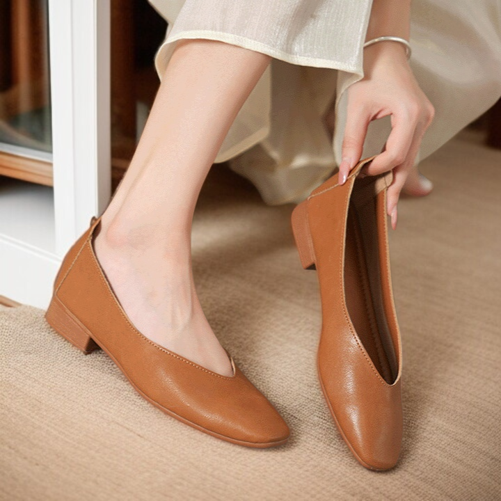 여성 소프트 스퀘어 펌프스 편안한 통풍 백배 출근 단화 플랫 발에 닳지 않는 여성 단화 소프트 코튼 굽 낮은 단화