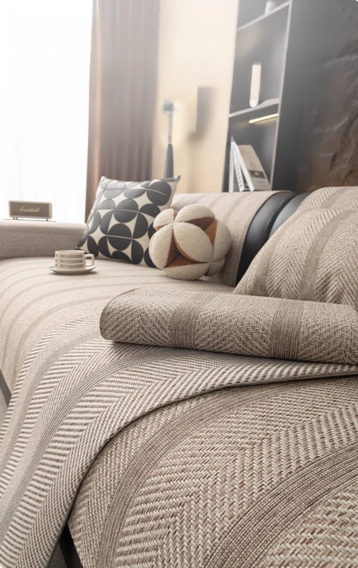 퓨어 컬러 피쉬 뼈 패턴 소파 매트