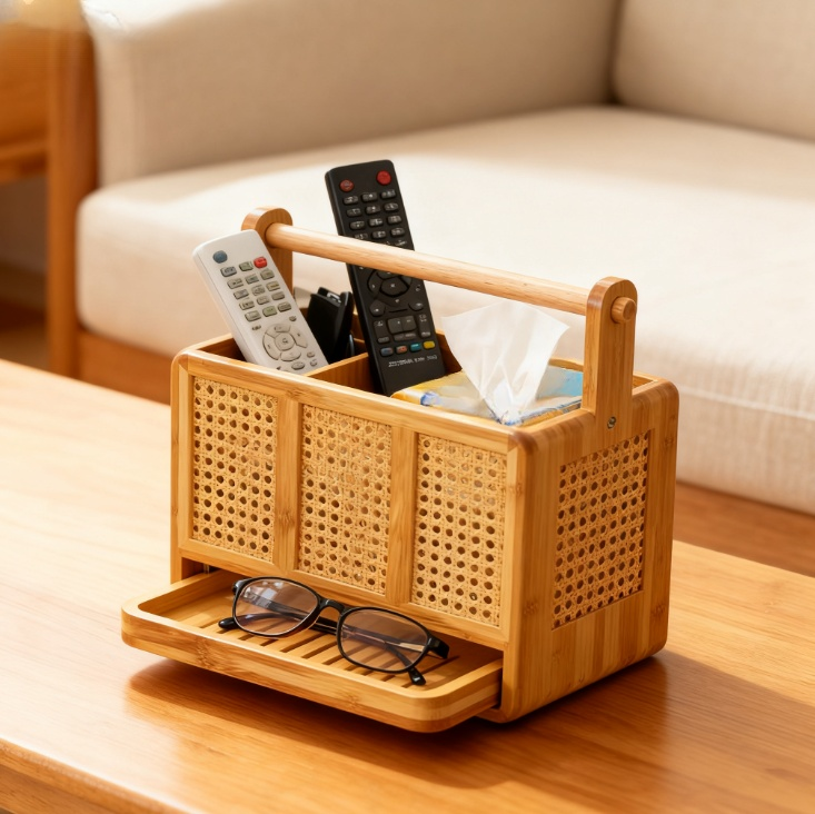 ที่ใส่ตะเกียบและช้อนส้อมแบบสานไม้ไผ่ (แพ็ค 2 ชิ้น)