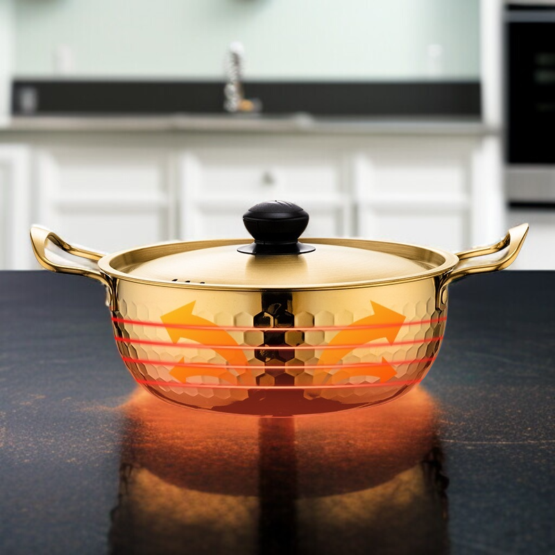 Goldenes Suppentopf-Set für Induktionsherd (inklusive Bratpfanne)