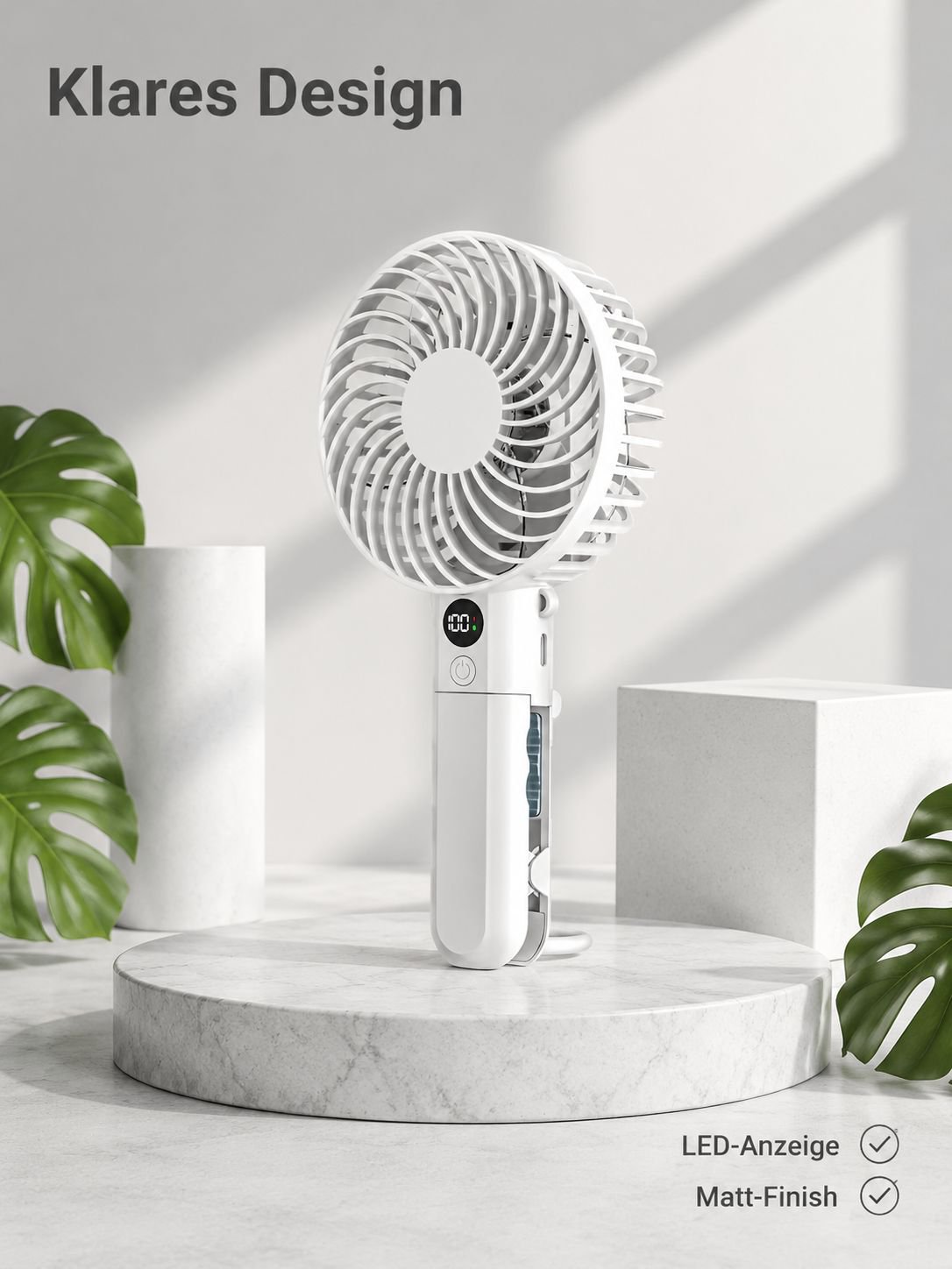Tragbarer Handventilator mit intelligenter Digitalanzeige