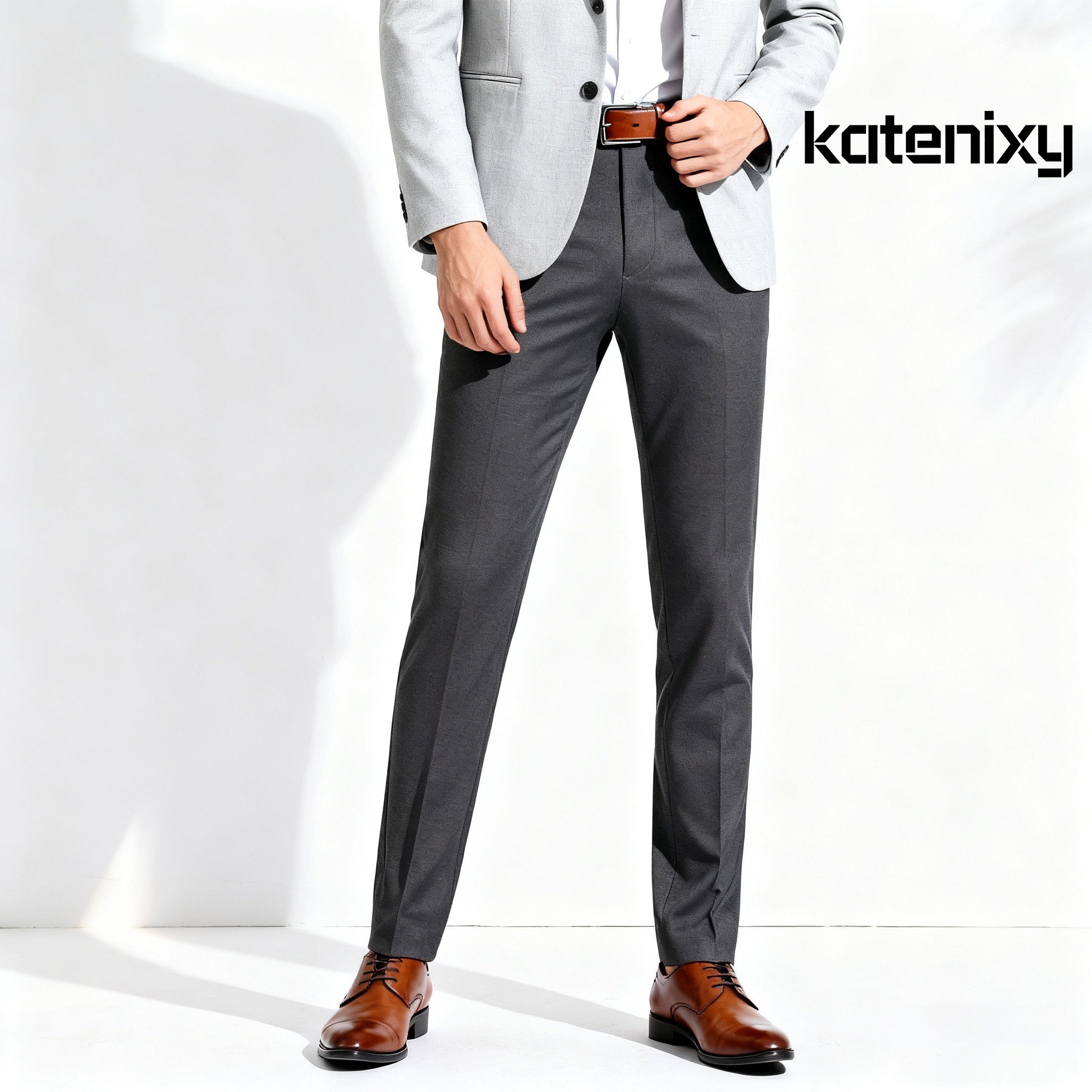 진한 회색 정장 바지