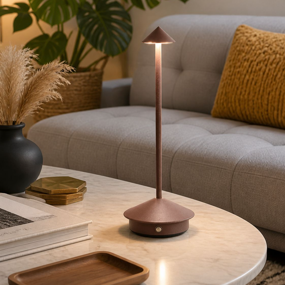 Lámpara LED moderna para decoración del hogar, luz nocturna de seta creativa de aluminio simple, lám