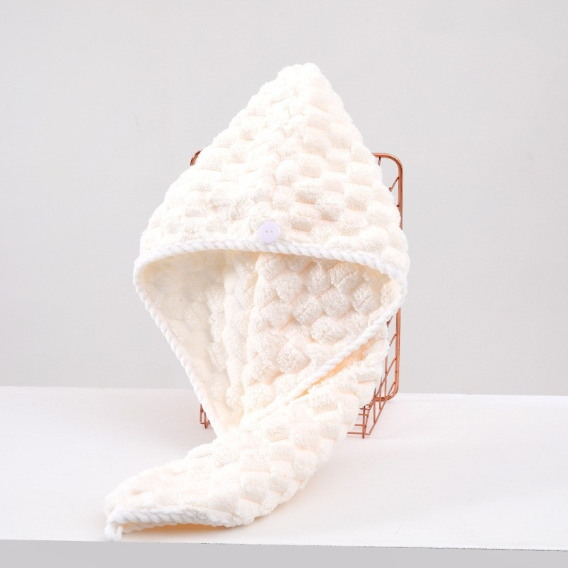 Ladies’ Thick Coral Fleece Absorbent Quick-Drying Hair Drying Cap