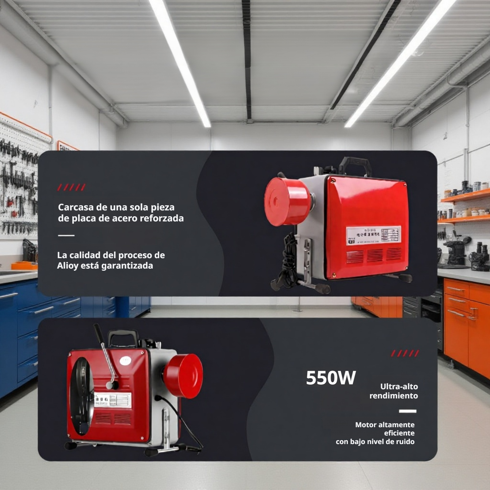 Vista detallada de la draga de tuberías