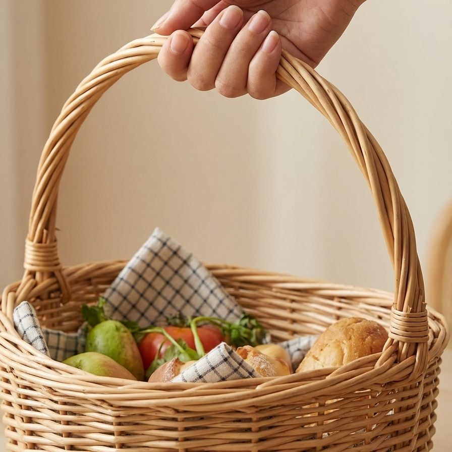 ตะกร้าหวายใส่ของใช้ในบ้าน