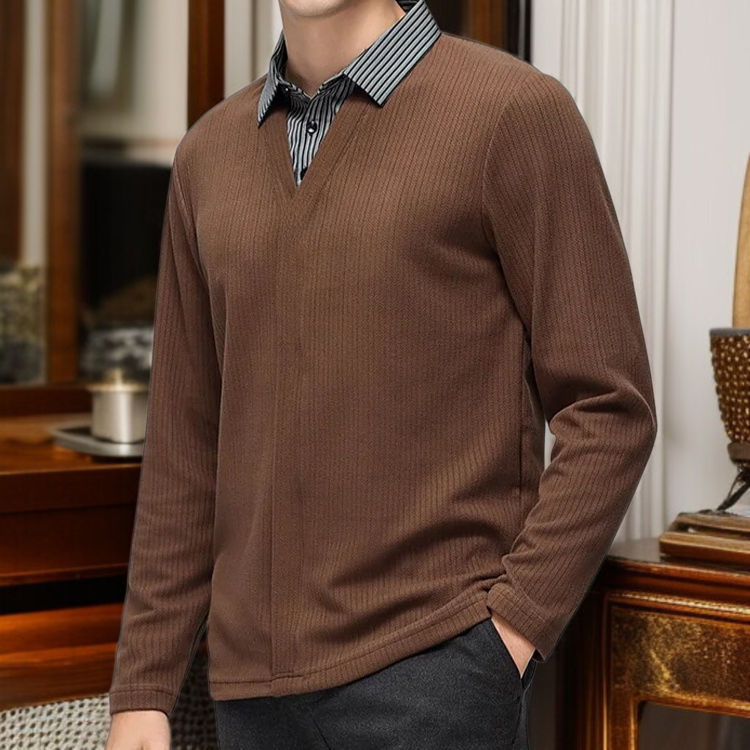 남자 루즈핏 맨투맨 데일리 통근 니트 긴팔 휴가 투피스 스트라이프 맨투맨 루즈핏 긴팔 니트 탑