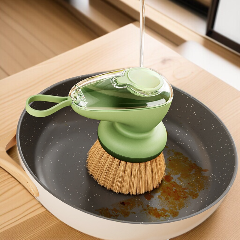 가정용 손상없는 냄비 청소 냄비 브러쉬 자동 수액 압출 수액 세척 냄비 브러쉬 게으름뱅이 주방 필수 자동 수액 브러쉬
