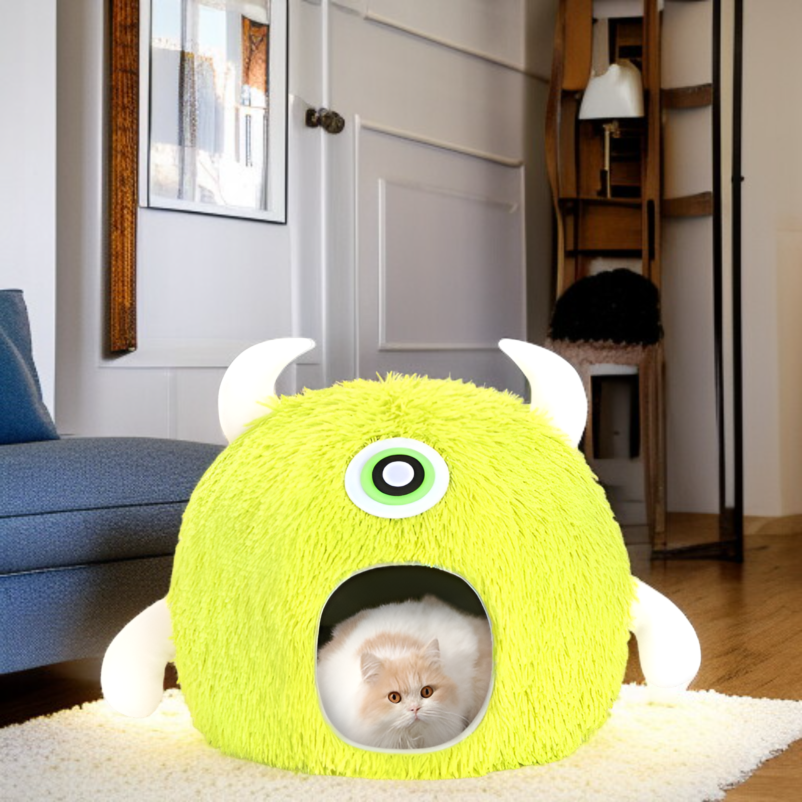 سرير للقطط لفصل الشتاء، شبه مغلق، دافئ مع تدفئة كهربائية USB.