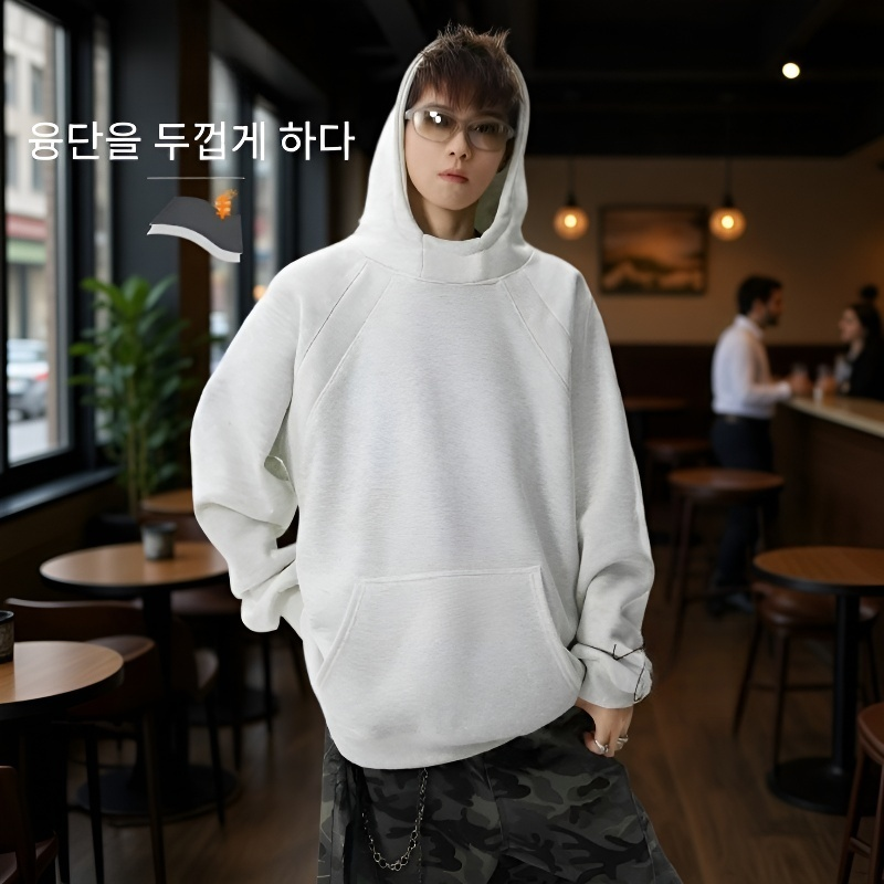 유니섹스 하이넥 후드티 커플룩