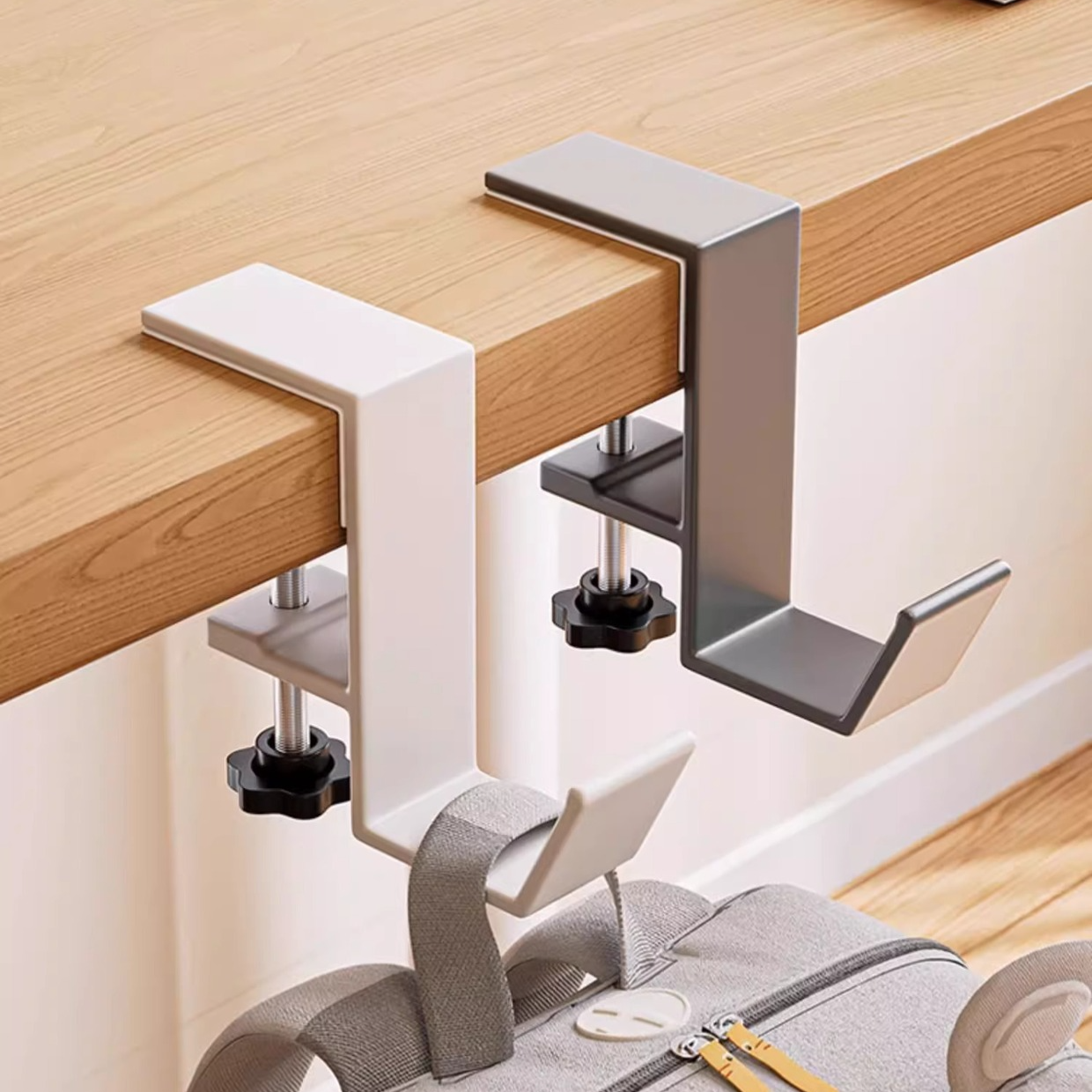 Desk Side Bag Hook, Table Edge Hanging Bag Holder