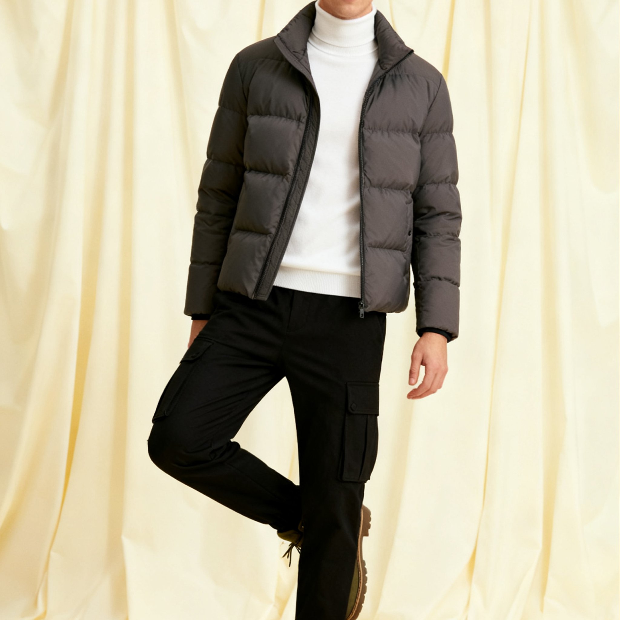 딥그린 숏 패딩