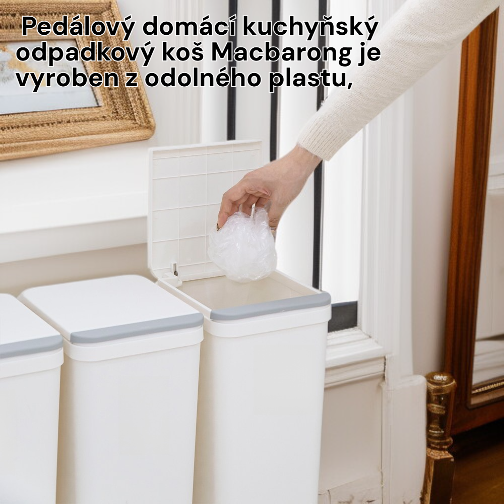 Velký chytrý plastový kuchyňský odpadkový koš s pedálem pro domácnost