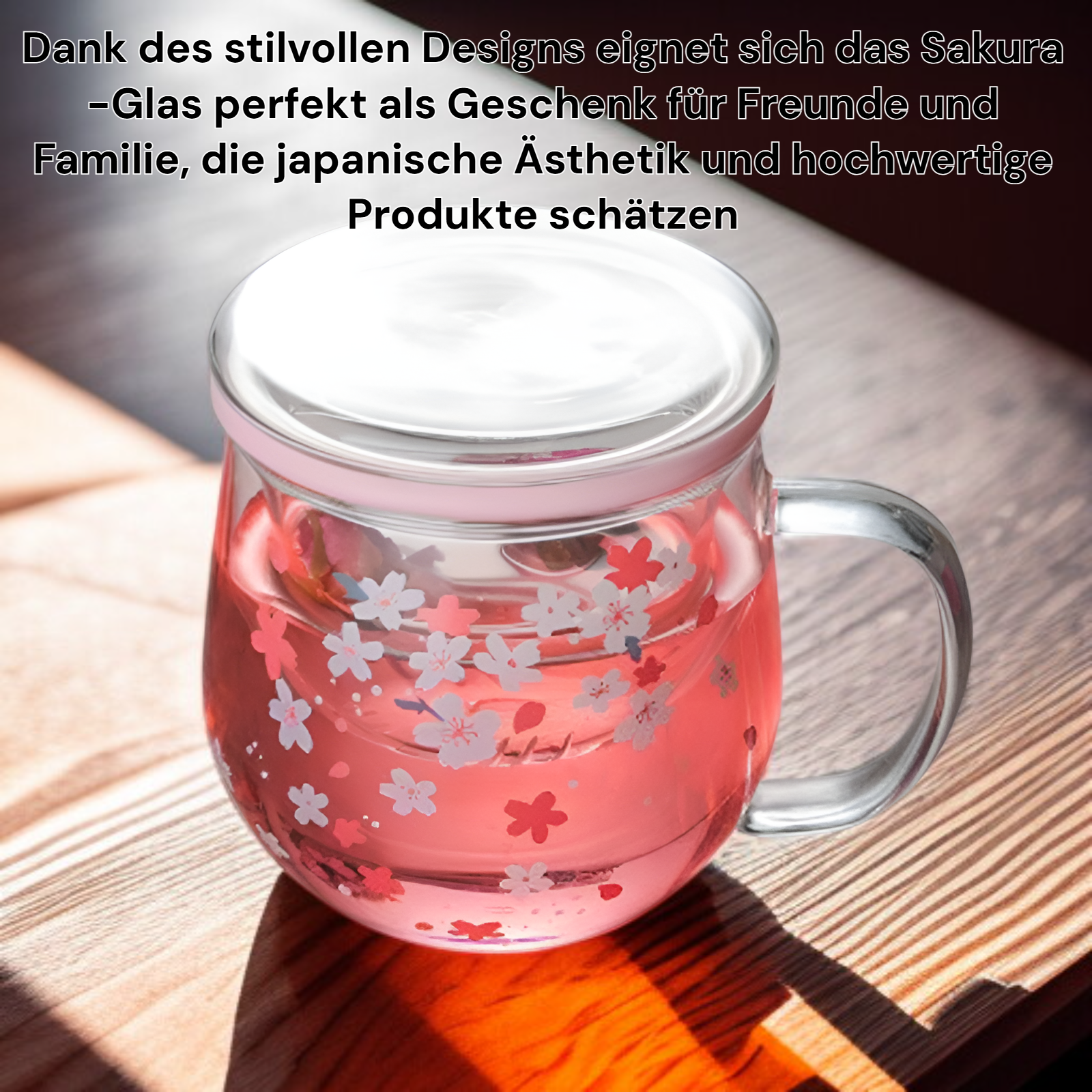 Sakura-Glas gefüllt mit grünem Tee