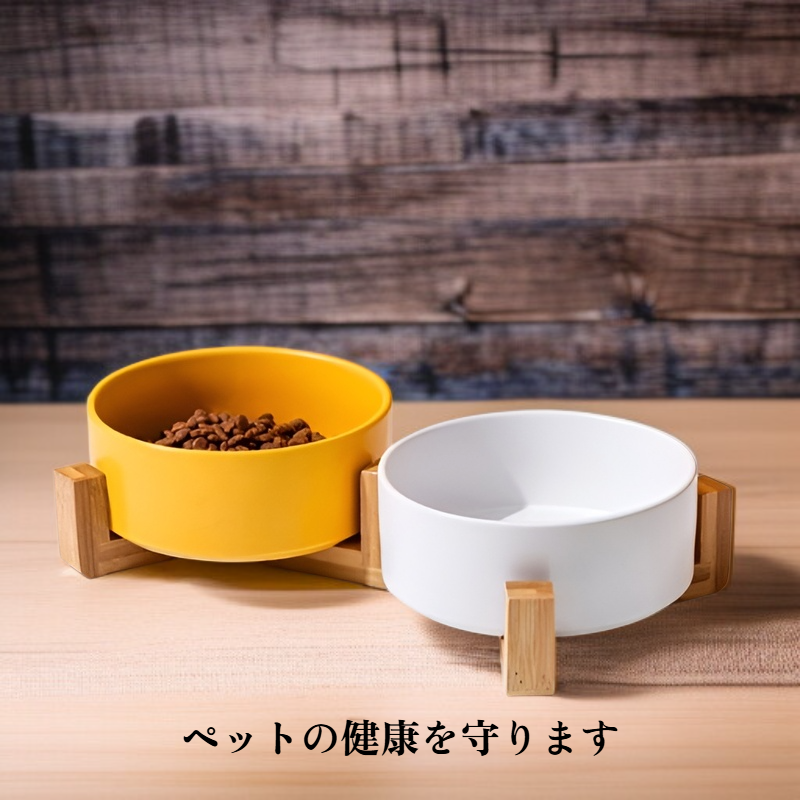 ペット用竹製フードボウル収納ラック