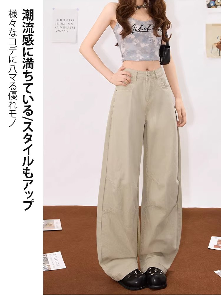 着痩せカーブデザインのワイドパンツ