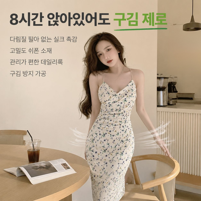여성 여름 플라워 원피스 A라인 롱스커트 스타일리시 캐주얼