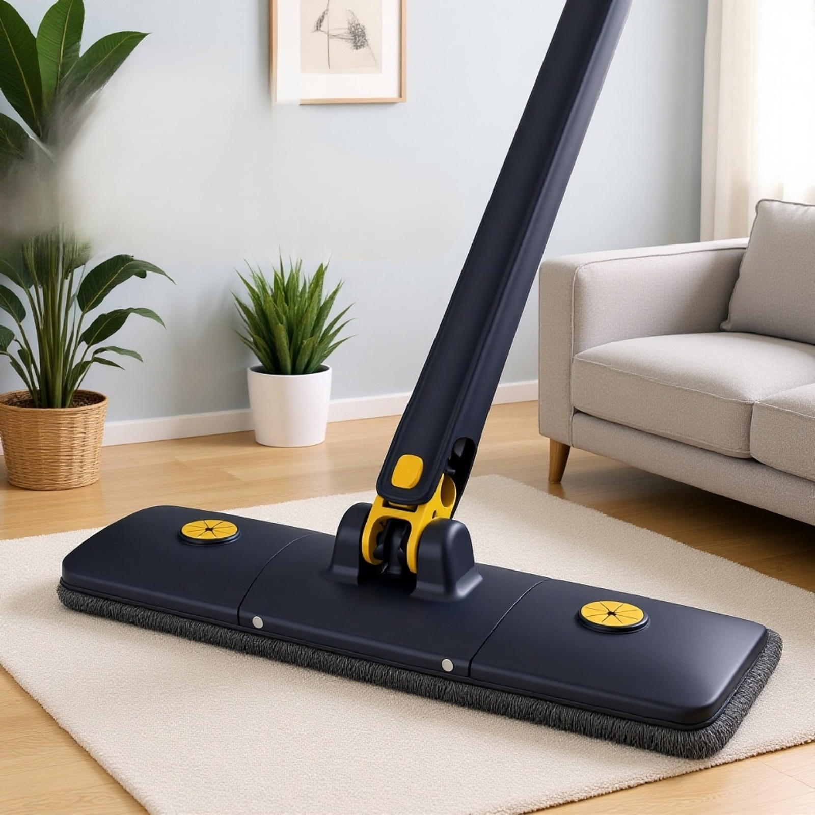 自動ねじれ水なし手洗いフラットモップ家庭用 36 センチメートル乾湿両用大型パネルモップヘッド回転ロッド速乾モップ