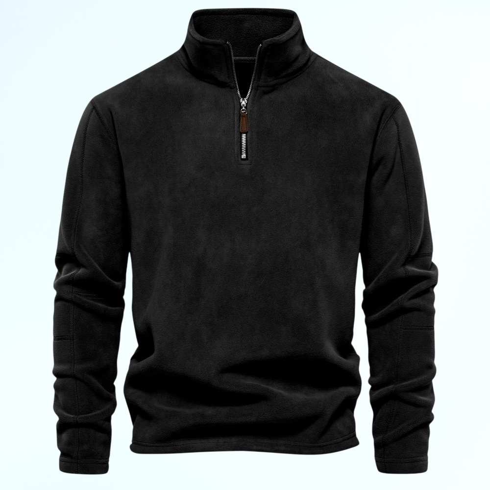 Damen Fleece Pullover mit Stehkragen und Halbreißverschluss, Langarm, Herbst/Winter