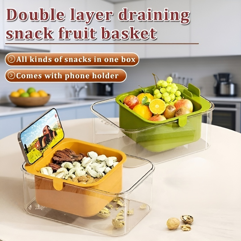 Lazy Person's Double-Layer Draining Snack, Dried Fruit and Fruit Basket